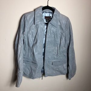 Bradley Bayou Blue Leather Jacket Size XS